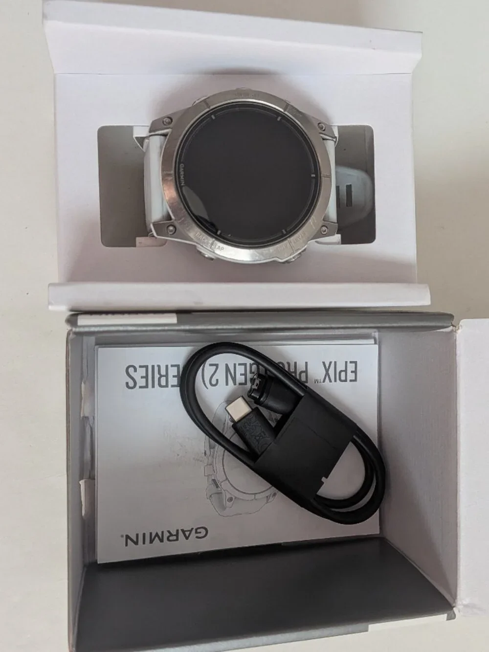 EUC Garmin epix Pro(Gen 2) 51mm Sapphire Edition Smartwatch, Titanium/Whitestone